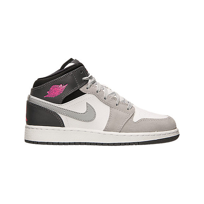 Jordan Jordan 1 Mid White Grey Hyper Pink (GS) 555112-117